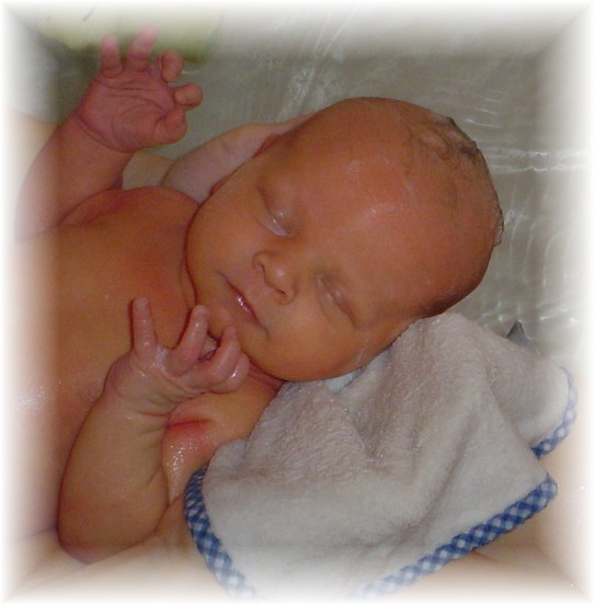 John Paul's first bath!