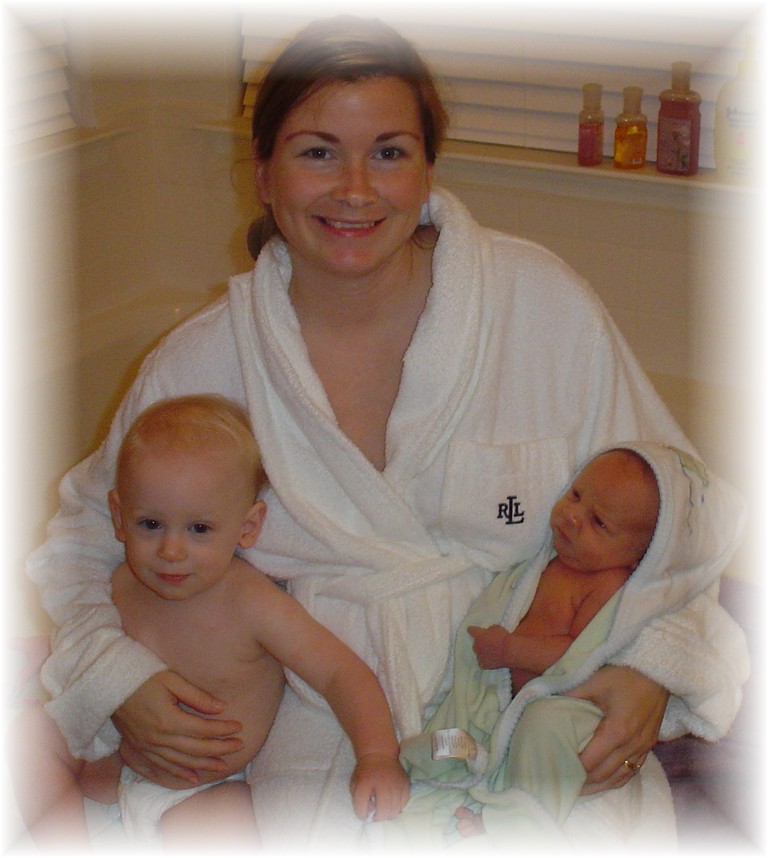 John Paul's first bath!