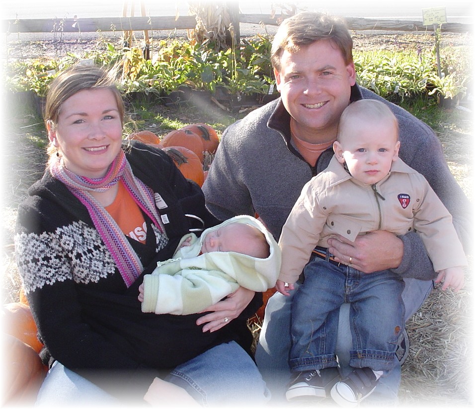 Our family getting our pumpkin