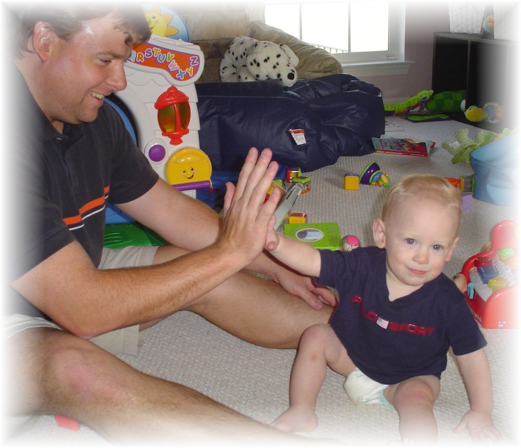 Daddy teaching Aidan High-5!