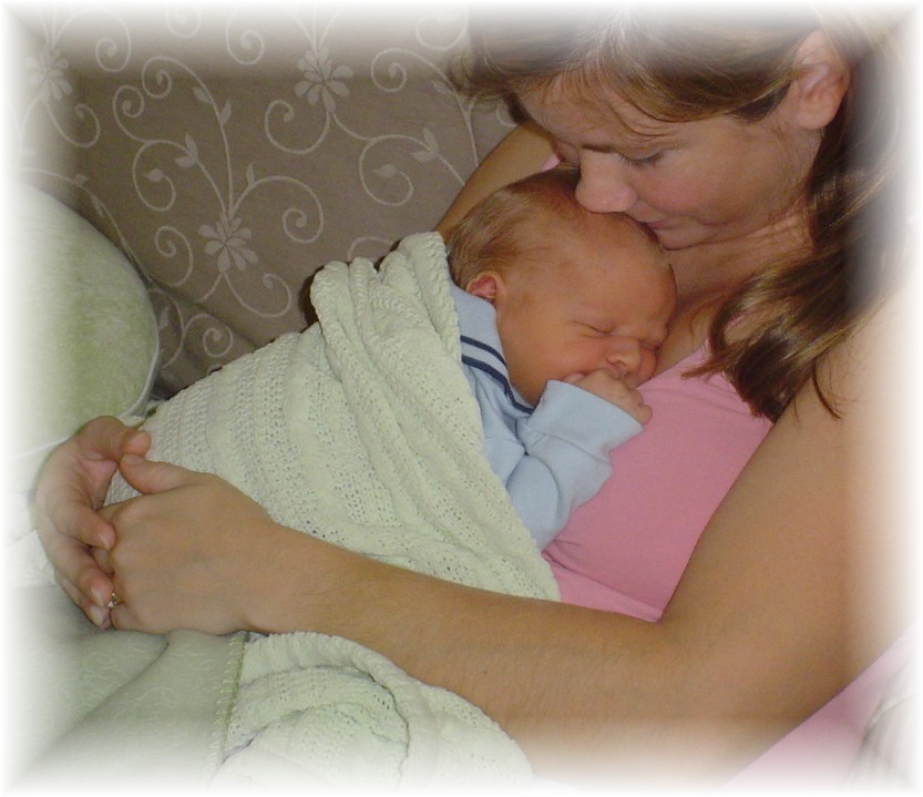 John Paul sleeping on Mommy!