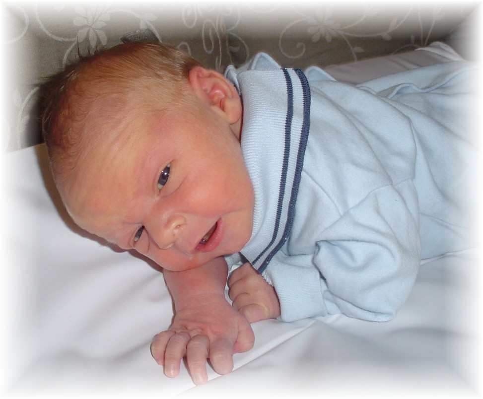 John Paul holding up his head and on his elbows!