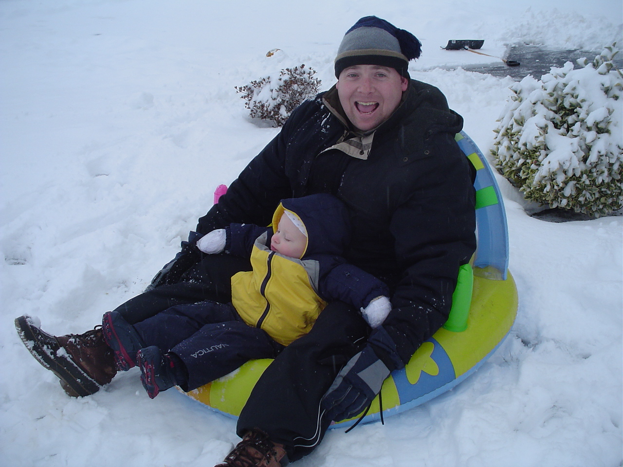 Daddy & Aidan sleding