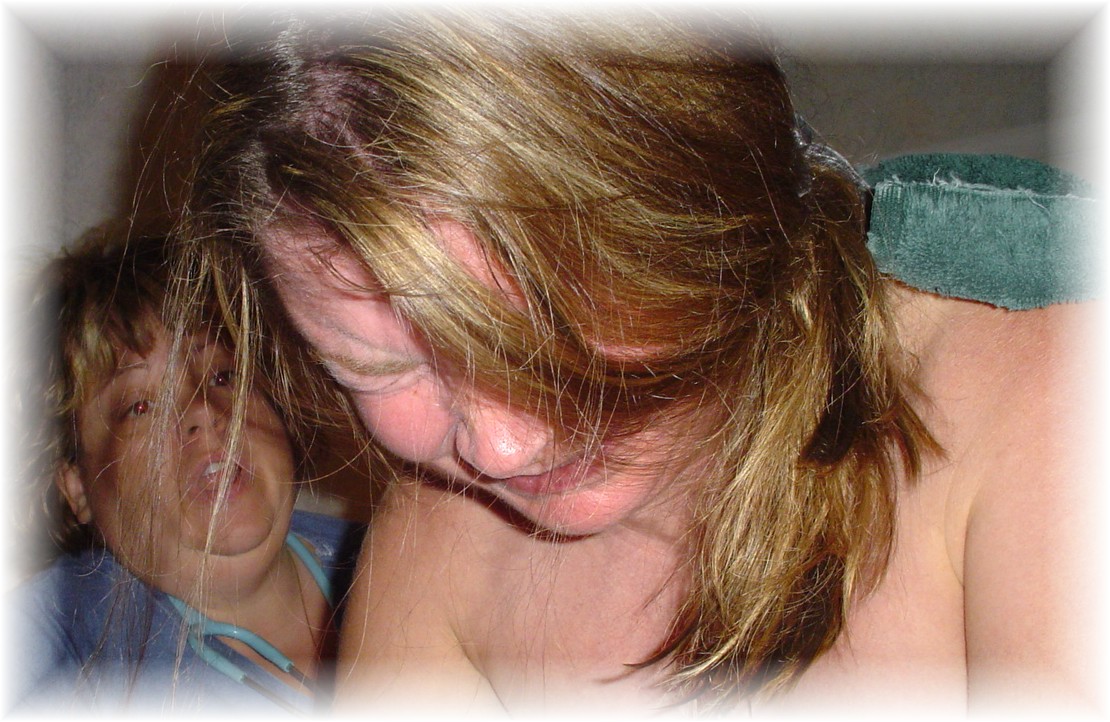 Mommy pushing hard!