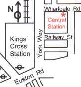 map of Kings Cross - location of Central Station bar/club
