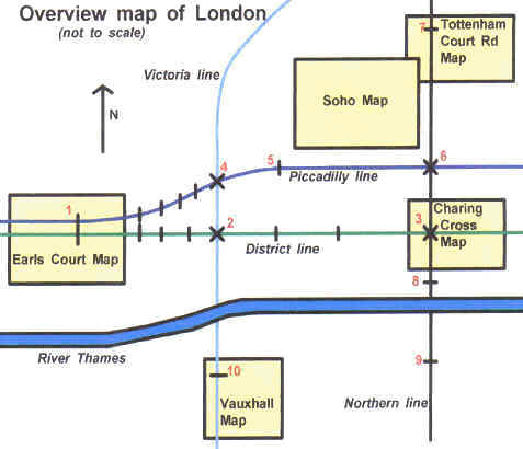 Map of London showing main gay areas
