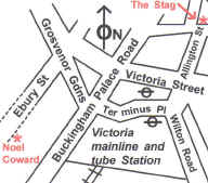 Map of Victoria - location of Noel Coward Hotel