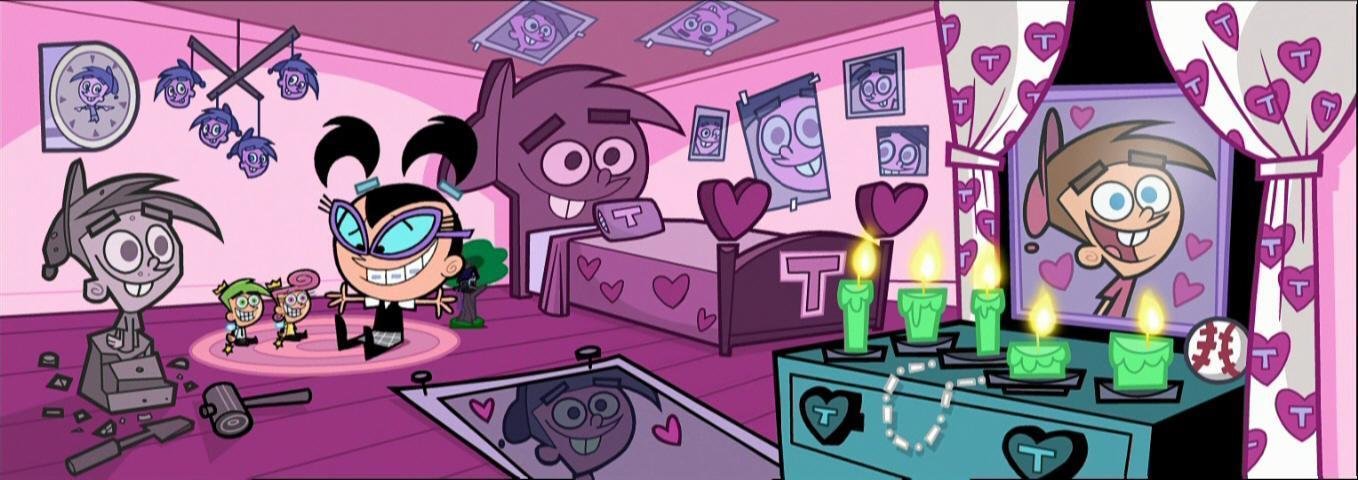 Tootie in her room, which she has decorated with her "Timmy Love Shrine".