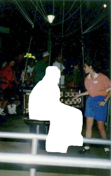 Here's the Invisible Man as he is Ready to be Jacked up into the Air about 200 Feet on the Parachute Ride