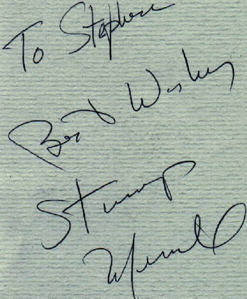 This is an Autograph from the Sportsman's Grill in Portland, Maine. Thanks to my aunt for getting this.
