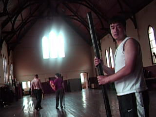 Ho training in Hung Fut weapons