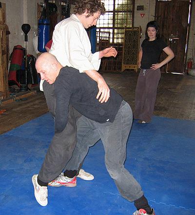 Paul prepares to put Ollie onto the mats.