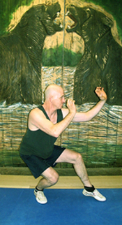 Paul demonstrates a low cat stance