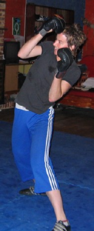 Sharky during sparring practise.