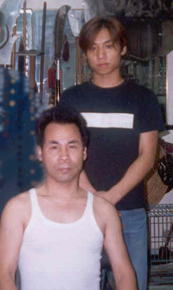 Hung Fut teacher, Hung Gam Pui and son (right).&nbsp; (Photo courteous of Paul McMillan)