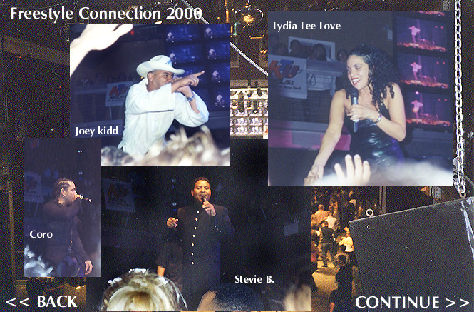Photos of Joey kidd, Lydia Lee Love, Coro and Stevie B. Performing at the Legends of Freestyle Concert, May 28, 2000