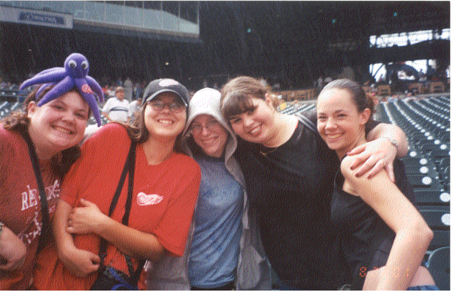 From left to right: Jenni, me, Carol, Amy, and Becky at the softball game.