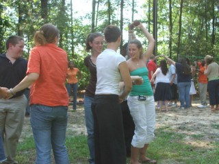 And . . . what are these delegates doing . . . some kind of a dance?