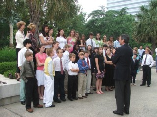 High and Middle School Delegates . . . and here, joined with delegates of the Elementary Delegation