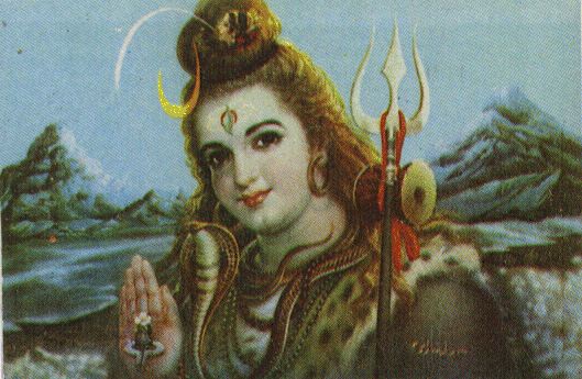 Hindu God shiva in the mountains