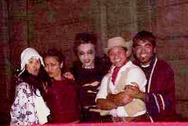 Dana, Nicole, Alex, Rickey and I huddle for warmth around 4 am...