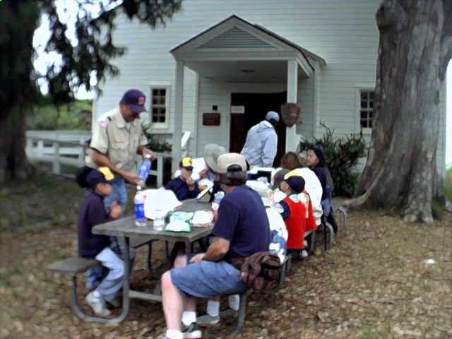 enjoying our lunch before we go to the Nike Missile Base