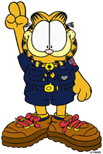 Garfield and the Cub Scout sign