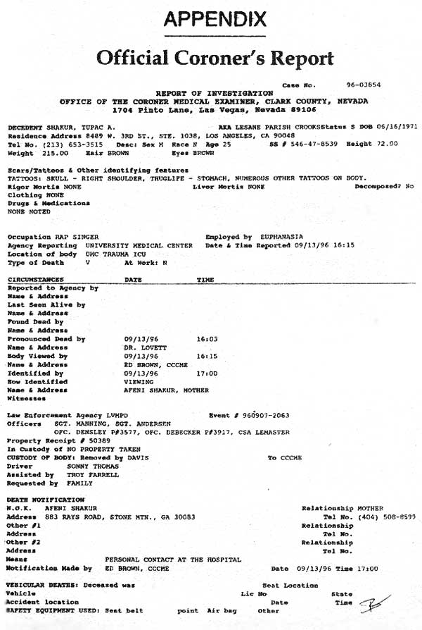 Coroner's Report