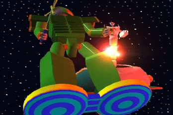 POW!!! Our Hero does a victory pose before fleeing from the inevitable explosive destruction of his foe!