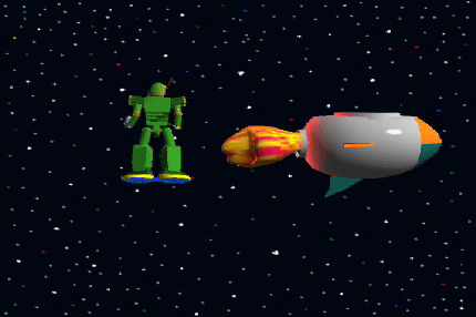 Our Hero the Space Samuri flies along side a sinster space craft to investigate....