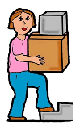 Woman Carrying Moving Boxes