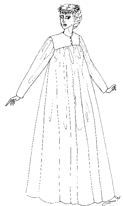 Figure 2: Early nineteenth century holoku. Illustration by Claire Pimentel