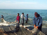 pescadores del lago Mar Caspio