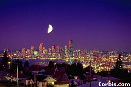 The full moon over Seattle.