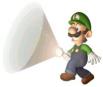 This is luigi. From the mario series. Luigi is mario's brother. He is basically the ultimate understudy. He had been riding in mario's shadow untill the release of "Luigi's Mansion" and more importantly super star saga
