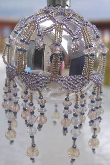 Blue and Gold Peyote stitch Ornament Cover