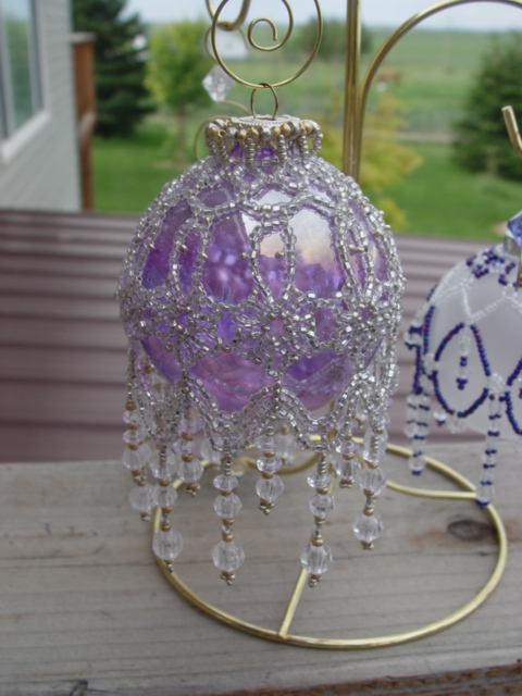 Silver and White Gold Beadweaved Ornament Cover