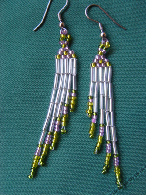 Pink and Green Earrings