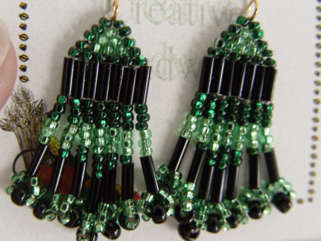 Green and Black Earrings