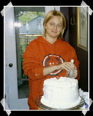 renee making a cake