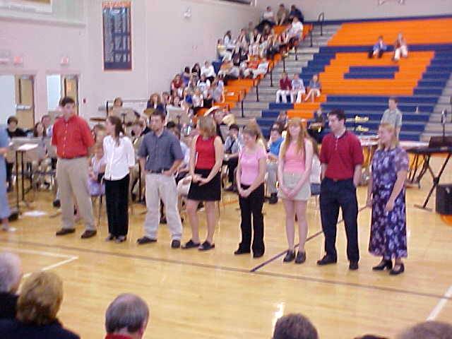 2002 Seniors-Chris Craig, Desi Feyock, Clint Gelsinger, Andrea Hanger, Nicole Jesse, Erin Nicolas, Greg Nicolas, Jamie Reed