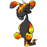 An adorable fire Blumaroo hops by you, scorching a few trees that it passes by...