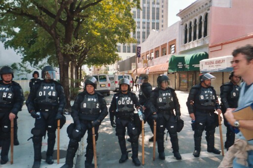 Cops, this is outside of the protest zone, about two blocks away