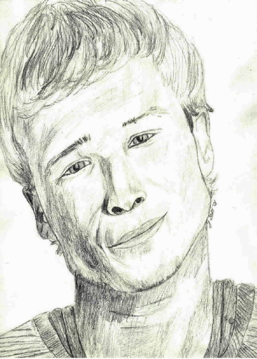 Drawing of Brian Littrell of BSB; darkened to show detail