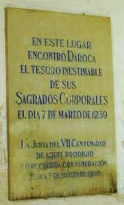 plaqua del milagro Eucar�stico