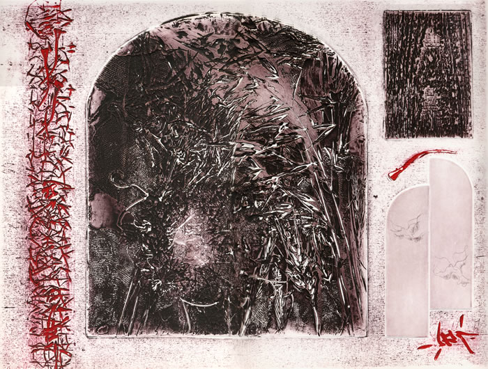 Collografia, pirografia - senza titolo. Autore: Paolo Chirco