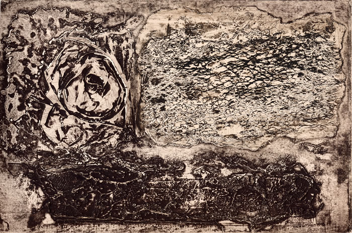 Collografia, pirografia - senza titolo. Autore: Paolo Chirco