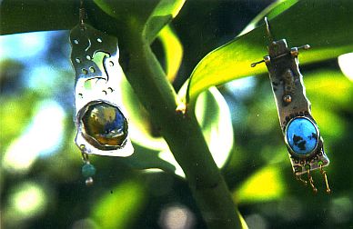 Boucles en Argent et en Pierres Semi-Precieuses