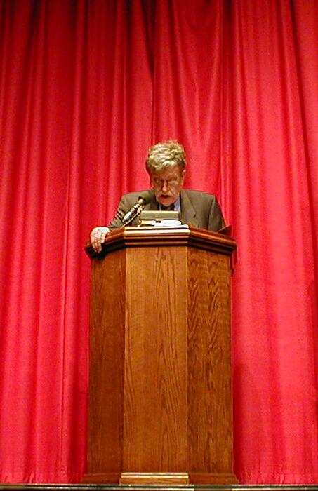 at the podium