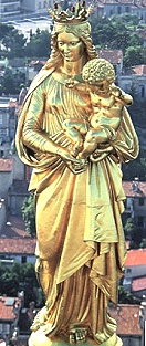  Thirty foot tall Gilded Madonna atop Marseille Basilica